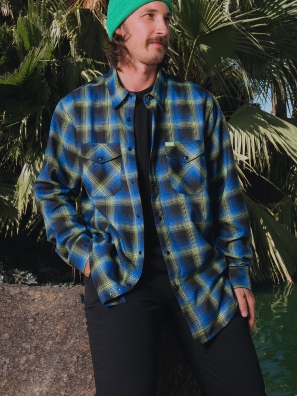 Dixxon The Gill Man Pearl Snap Flannel Blue Green Black Horror Edition 4X NWT